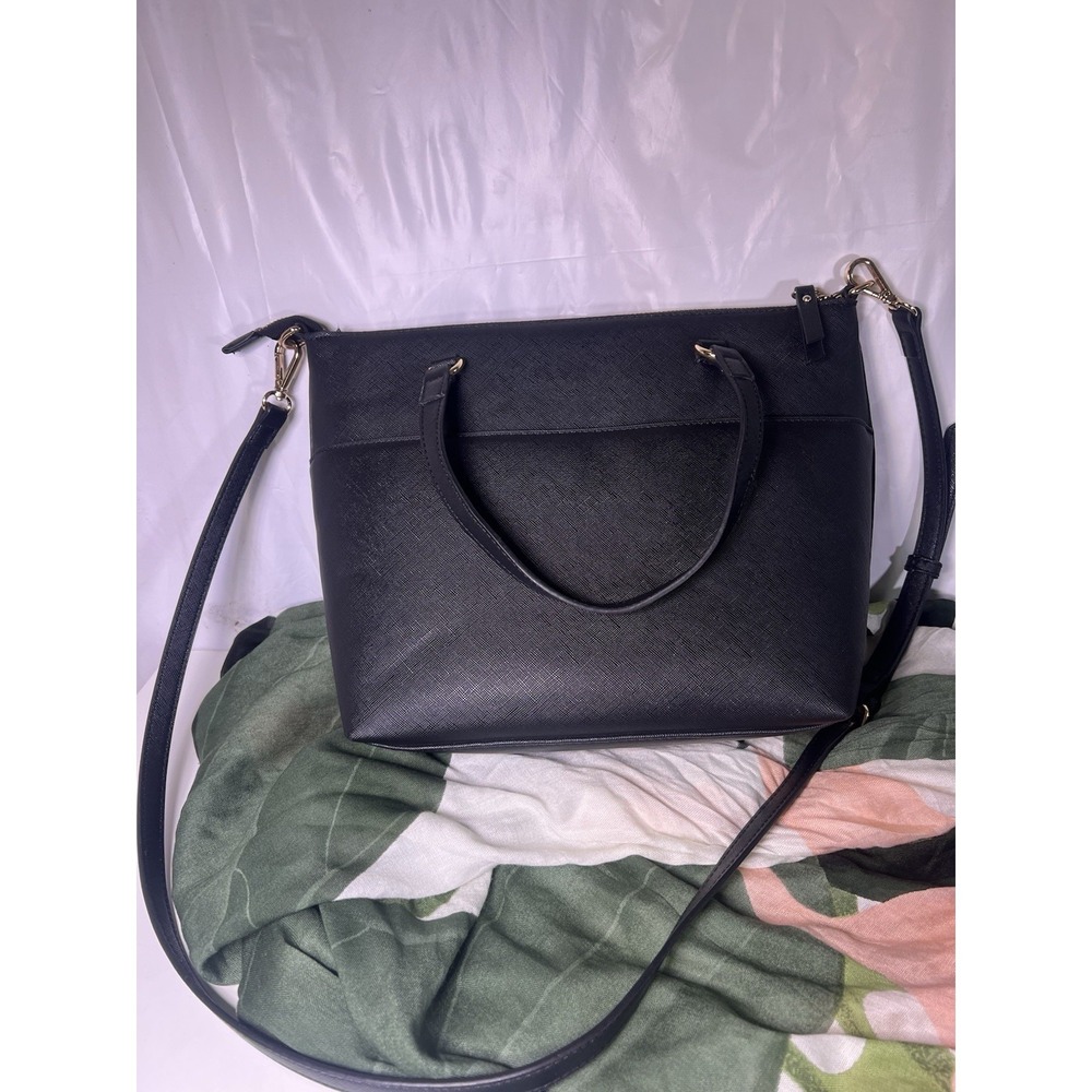 Anne Klein Satchel Crossbody Bag Black Zip Closure Sleek Beautiful - Picture 5 of 12